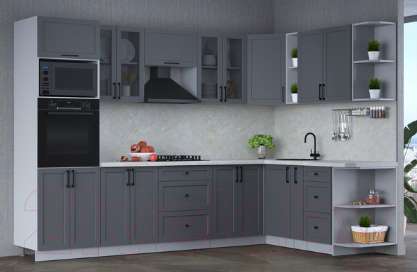 Изображение товара Кухонный гарнитур Интерлиния Тренд 1.88x3.0 ВТ правая (пепел/пепел/опал светлый)