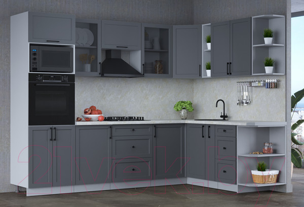 Изображение товара Кухонный гарнитур Интерлиния Тренд 1.88x2.8 ВТ правая (пепел/пепел/опал светлый)