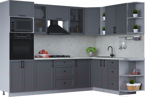 Изображение товара Кухонный гарнитур Интерлиния Тренд 1.88x2.8 ВТ правая (пепел/пепел/опал светлый)