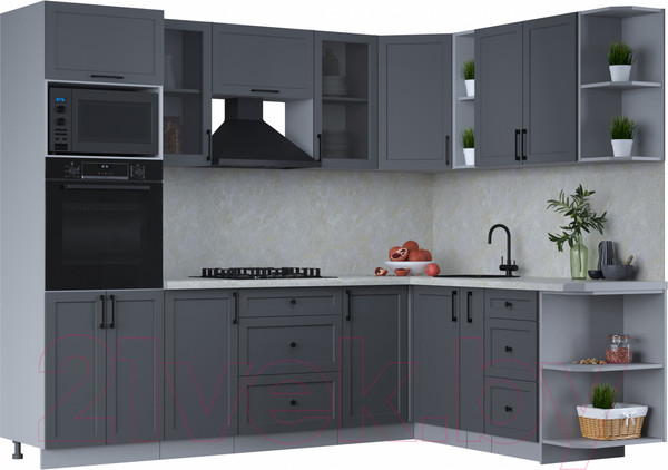 Изображение товара Кухонный гарнитур Интерлиния Тренд 1.88x2.6 ВТ правая (пепел/пепел/опал светлый)