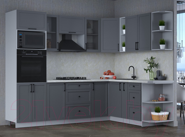 Изображение товара Кухонный гарнитур Интерлиния Тренд 1.88x2.6 ВТ правая (пепел/пепел/опал светлый)