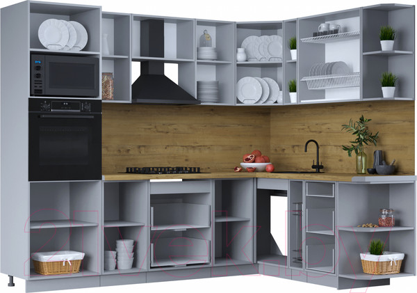 Изображение товара Кухонный гарнитур Интерлиния Тренд 1.88x2.6 ВТ правая (пепел/пепел/опал светлый)