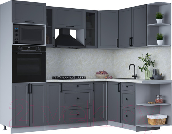 Изображение товара Кухонный гарнитур Интерлиния Тренд 1.68x2.4 ВТ правая (пепел/пепел/опал светлый)