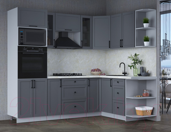 Изображение товара Кухонный гарнитур Интерлиния Тренд 1.68x2.4 ВТ правая (пепел/пепел/опал светлый)