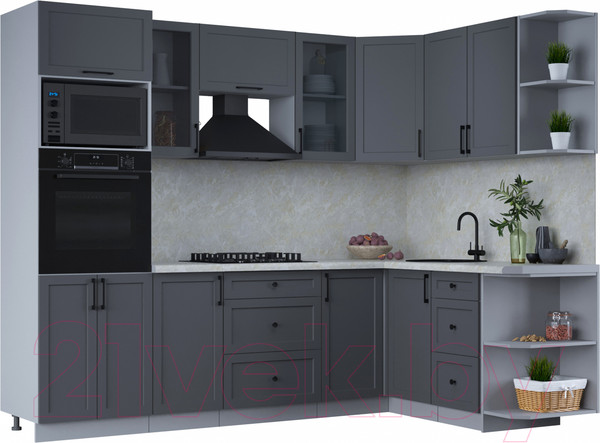 Изображение товара Кухонный гарнитур Интерлиния Тренд 1.68x2.6 ВТ правая (пепел/пепел/опал светлый)