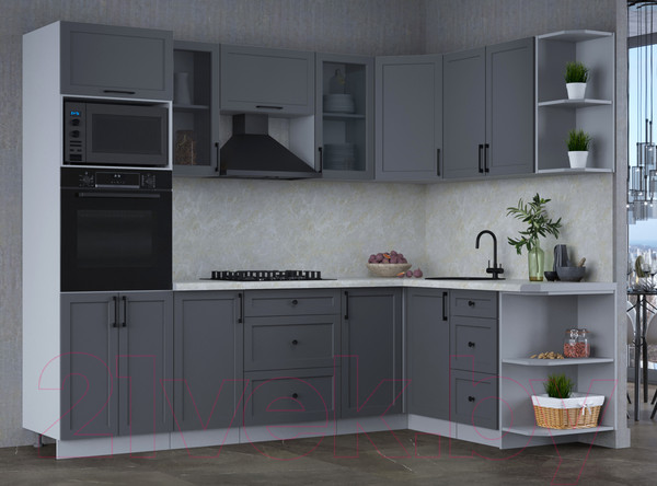 Изображение товара Кухонный гарнитур Интерлиния Тренд 1.68x2.6 ВТ правая (пепел/пепел/опал светлый)