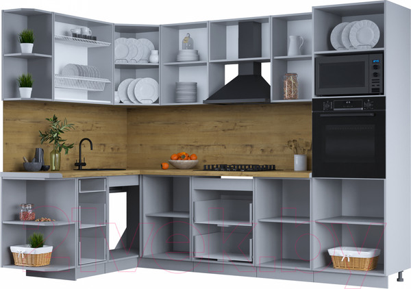 Изображение товара Кухонный гарнитур Интерлиния Тренд 1.68x2.8 ВТ правая (пепел/пепел/опал светлый)