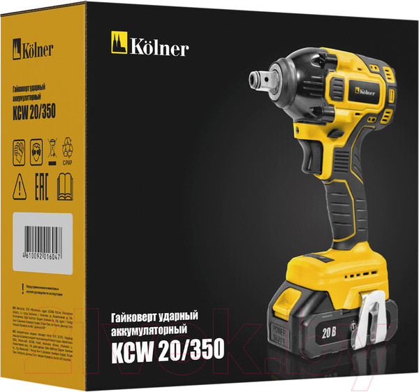 Изображение товара Аккумуляторный гайковерт Kolner KCW 20/350 (кн20-350цв)