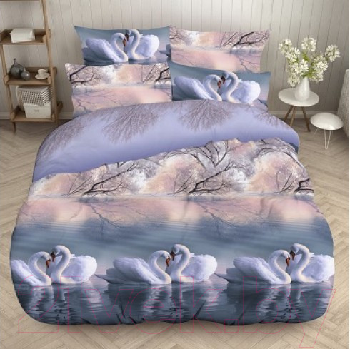 Изображение товара Комплект постельного белья Моё бельё Лебединая верность Б Евро / 70888/1