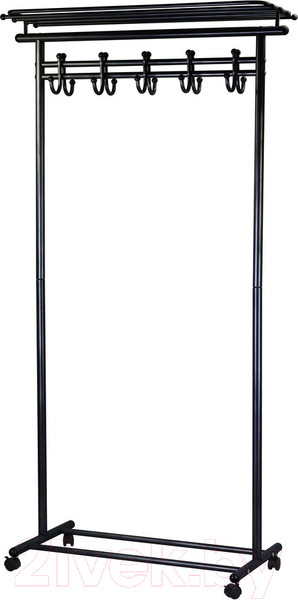 Изображение товара Стойка для одежды Мебелик М9 на колесах с крючками (черный)