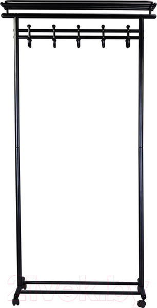 Изображение товара Стойка для одежды Мебелик М9 на колесах с крючками (черный)