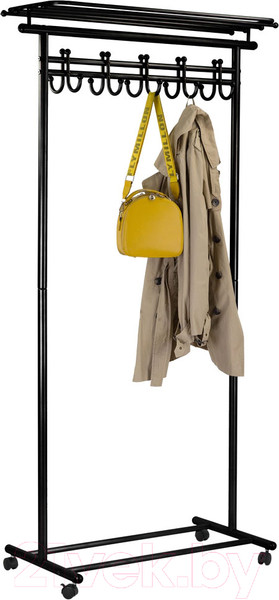 Изображение товара Стойка для одежды Мебелик М9 на колесах с крючками (черный)