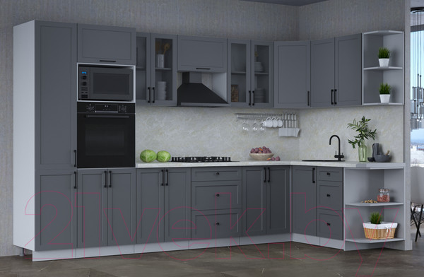 Изображение товара Кухонный гарнитур Интерлиния Тренд 1.68x3.4 ВТ правая (пепел/пепел/опал светлый)