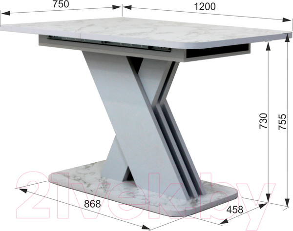 Изображение товара Обеденный стол Аквилон Аврора раздвижной (сабия/серый)