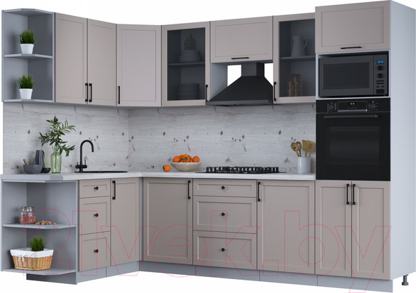 Изображение товара Кухонный гарнитур Интерлиния Тренд 1.68x2.8 ВТ левая (луна/луна/бискайская сосна)