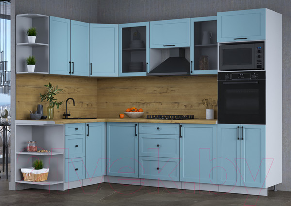 Изображение товара Кухонный гарнитур Интерлиния Тренд 1.68x2.8 ВТ левая (океан/океан/дуб бунратти)