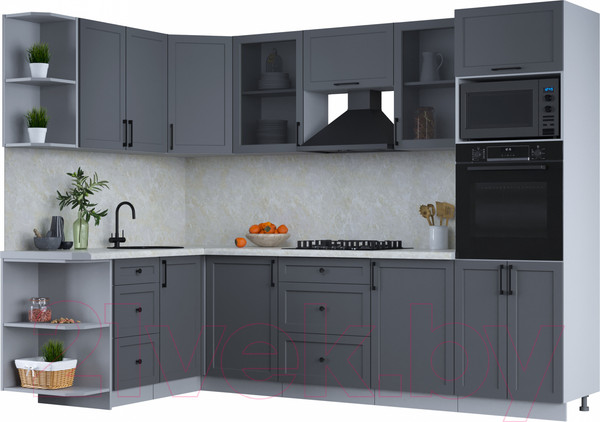 Изображение товара Кухонный гарнитур Интерлиния Тренд 1.68x2.8 ВТ левая (пепел/пепел/опал светлый)