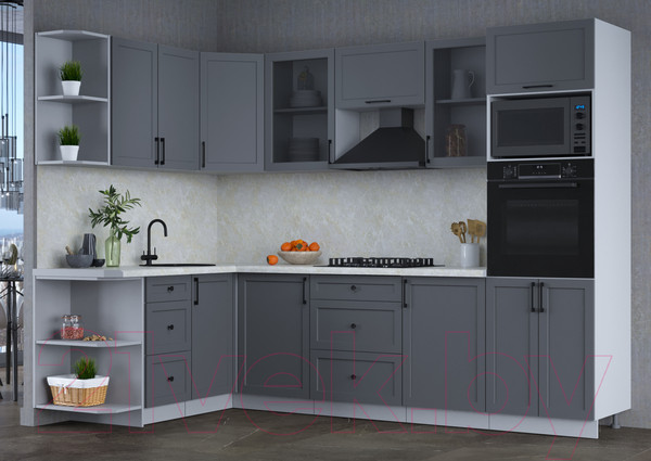 Изображение товара Кухонный гарнитур Интерлиния Тренд 1.68x2.8 ВТ левая (пепел/пепел/опал светлый)