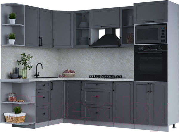 Изображение товара Кухонный гарнитур Интерлиния Тренд 1.68x2.6 ВТ левая (пепел/пепел/опал светлый)