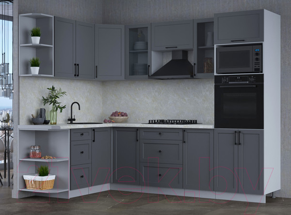 Изображение товара Кухонный гарнитур Интерлиния Тренд 1.68x2.6 ВТ левая (пепел/пепел/опал светлый)