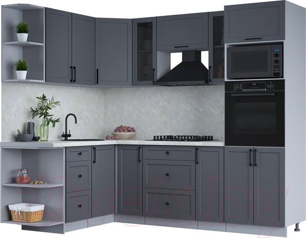 Изображение товара Кухонный гарнитур Интерлиния Тренд 1.68x2.4 ВТ левая (пепел/пепел/опал светлый)