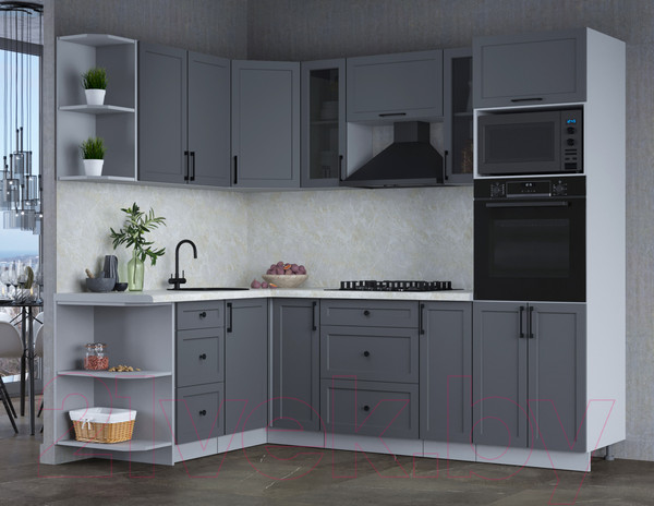 Изображение товара Кухонный гарнитур Интерлиния Тренд 1.68x2.4 ВТ левая (пепел/пепел/опал светлый)