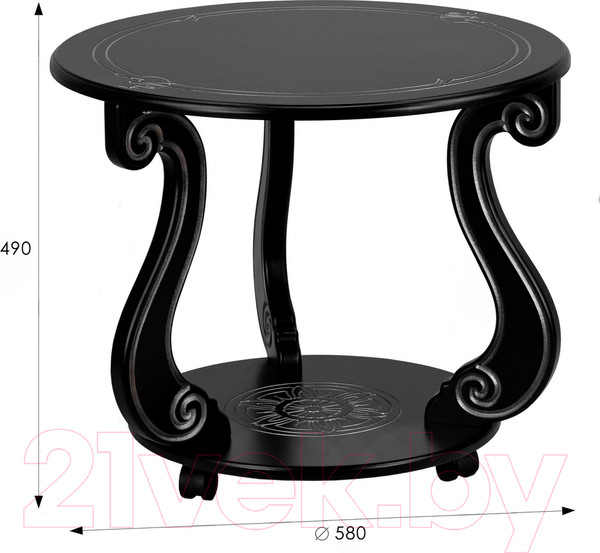 Изображение товара Журнальный столик Мебелик Грация С на колесах (темно-коричневый)