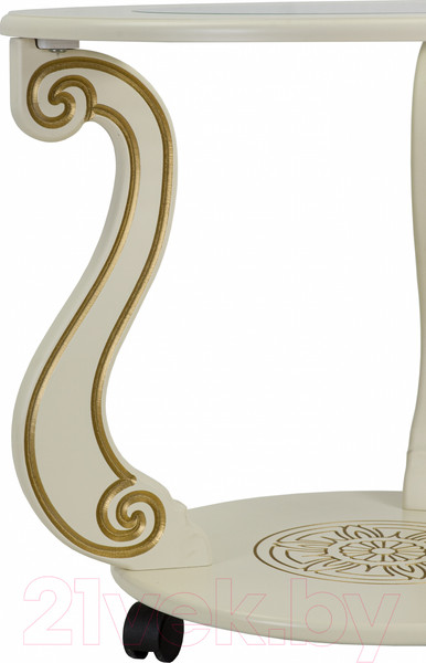 Изображение товара Журнальный столик Мебелик Грация С на колесах (слоновая кость/золото)