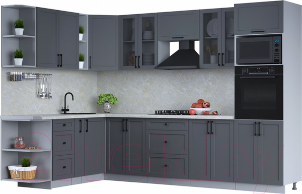 Изображение товара Кухонный гарнитур Интерлиния Тренд 1.88x3.0 ВТ левая (пепел/пепел/опал светлый)