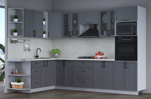 Изображение товара Кухонный гарнитур Интерлиния Тренд 1.88x3.0 ВТ левая (пепел/пепел/опал светлый)