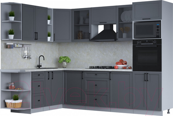 Изображение товара Кухонный гарнитур Интерлиния Тренд 1.88x2.8 ВТ левая (пепел/пепел/опал светлый)