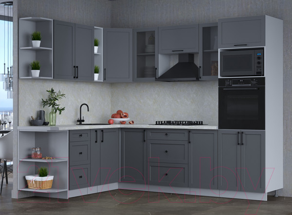 Изображение товара Кухонный гарнитур Интерлиния Тренд 1.88x2.6 ВТ левая (пепел/пепел/опал светлый)