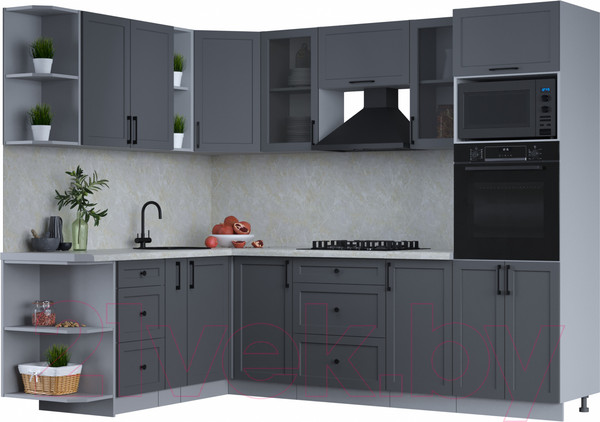 Изображение товара Кухонный гарнитур Интерлиния Тренд 1.88x2.6 ВТ левая (пепел/пепел/опал светлый)