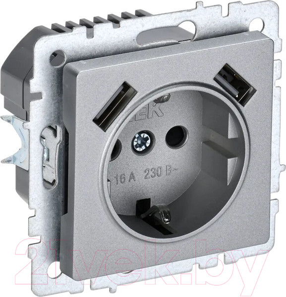 Изображение товара Розетка IEK Brite BR-R14-16-U21-D21-K47 (алюминий)