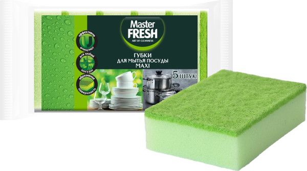 Изображение товара Набор губок для мытья посуды Master Fresh Maxi (5шт)
