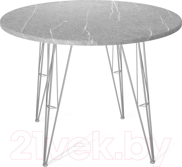 Изображение товара Обеденный стол Sheffilton SHT-TU10/TT 90 МДФ (хром лак/серый мрамор)