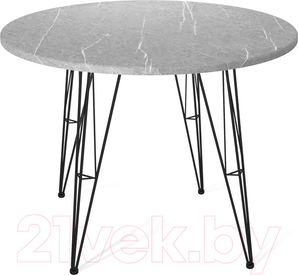 Изображение товара Обеденный стол Sheffilton SHT-TU10/TT 90 МДФ (черный муар/серый мрамор)