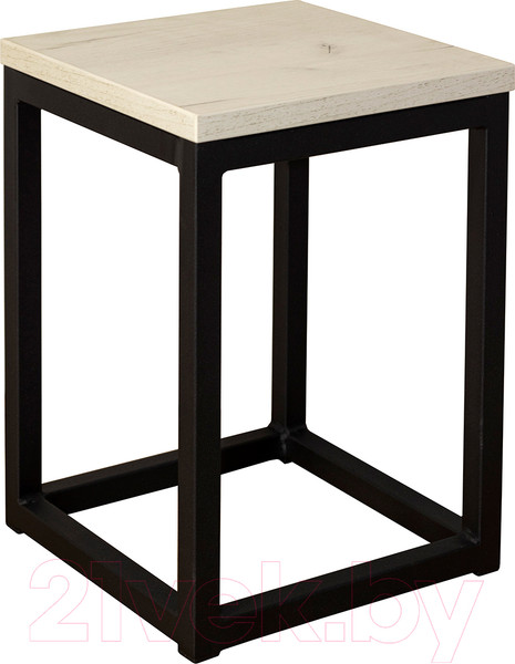 Изображение товара Стойка для цветов Millwood 25x25x35 (дуб белый Craft/металл черный)