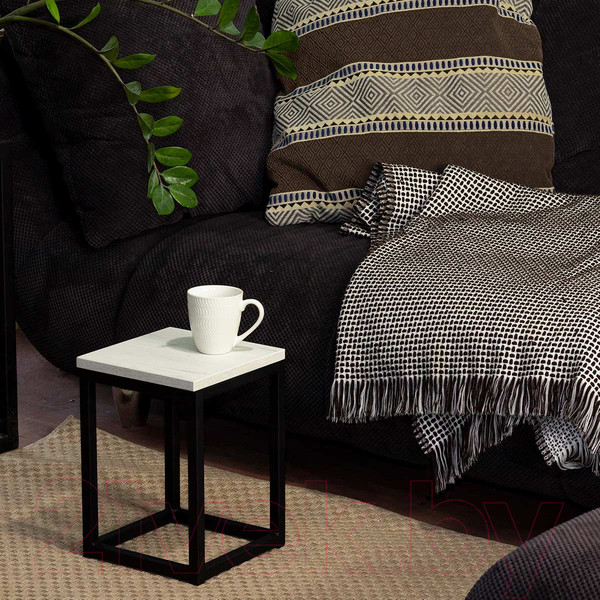 Изображение товара Стойка для цветов Millwood 25x25x35 (дуб белый Craft/металл черный)