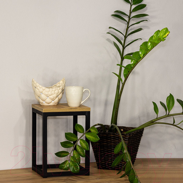 Изображение товара Стойка для цветов Millwood 25x25x35 (дуб золотой Craft/металл черный)