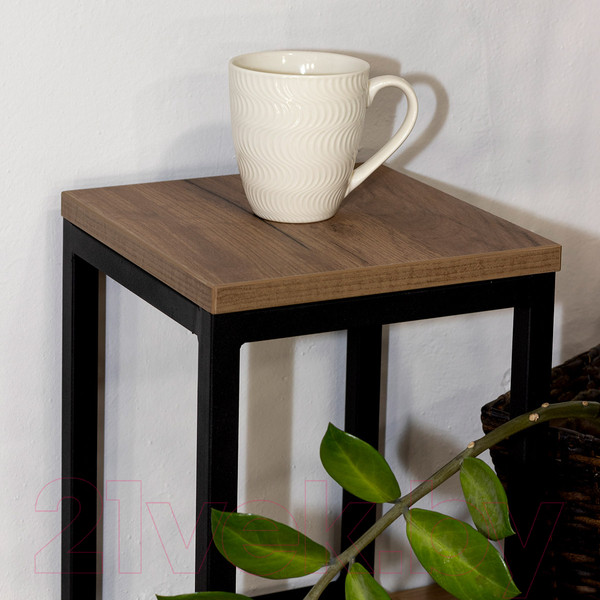 Изображение товара Стойка для цветов Millwood 25x25x35 (дуб табачный Craft/металл черный)