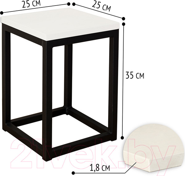 Изображение товара Стойка для цветов Millwood 25x25x35 (белый/металл черный)