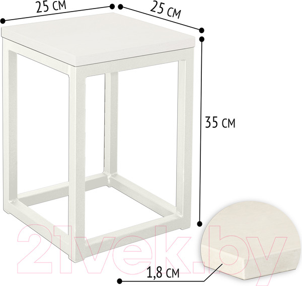 Изображение товара Стойка для цветов Millwood 25x25x35 (белый/металл белый)