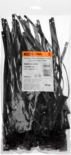 Изображение товара Стяжка для кабеля TDM 7.6x285 / SQ0516-0306 (50шт, черный)