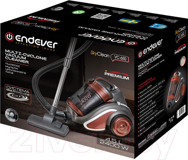 Изображение товара Пылесос Endever SkyClean VC-650 (оранжевый/серый)