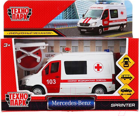 Изображение товара Автомобиль игрушечный Технопарк Mercedes-Benz Sprinter Скорая / SPRINTERVAN-14AMB-WH