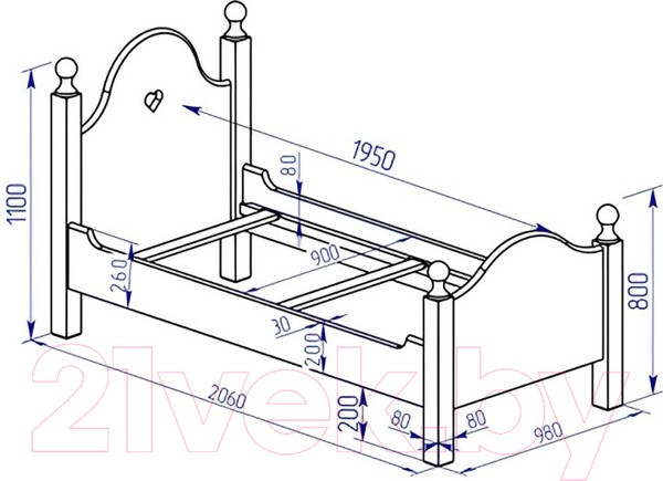 Изображение товара Односпальная кровать Kommodum 1100x980x2060 KSALT9