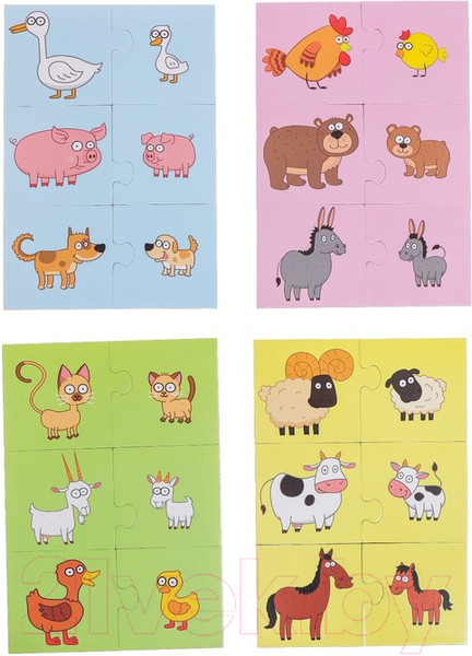 Изображение товара Развивающая игра Синий трактор Парные пазлы. Кто чей малыш? / 7815735