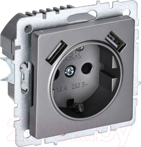 Изображение товара Розетка IEK Brite BR-R14-16-U21-D21-K46 (сталь)