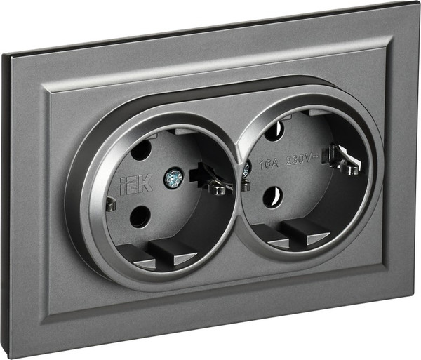 Изображение товара Розетка IEK Brite BR-R21-16-K46-F (сталь)